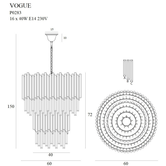 MAXLIGHT P0283 VOGUE | Lampa wisząca | IP20 | złoty
