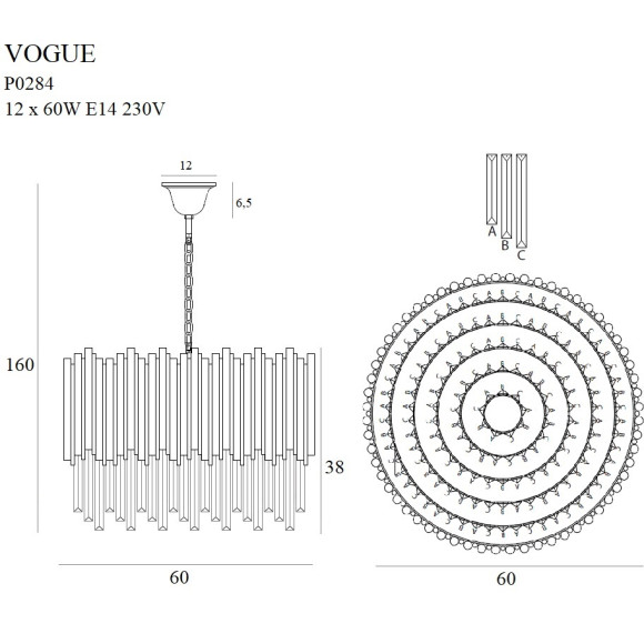 MAXLIGHT P0284 VOGUE | Lampa wisząca | IP20 | złoty