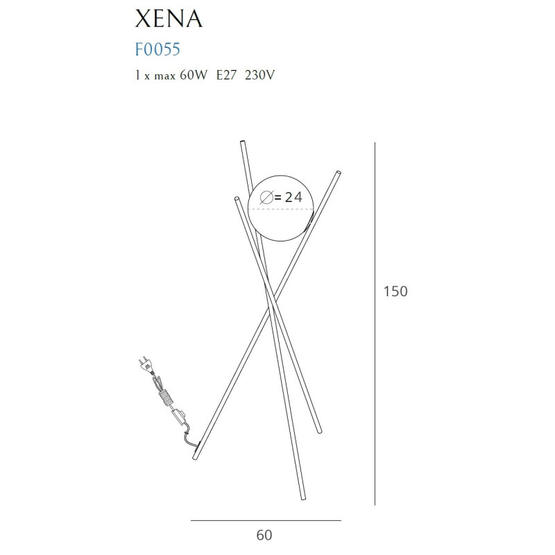 MAXLIGHT F0055 LAMPA PODŁOGOWA XENA | E27 | 60.0 W | IP20