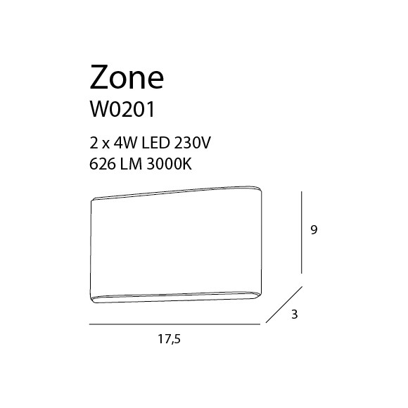 MAXLIGHT W0201 KINKIET ZONE DUŻY IP44 | LED ZINTEGROWANY MAXLIGHT W0201 KINKIET ZONE DUŻY IP44 | LED ZINTEGROWANY