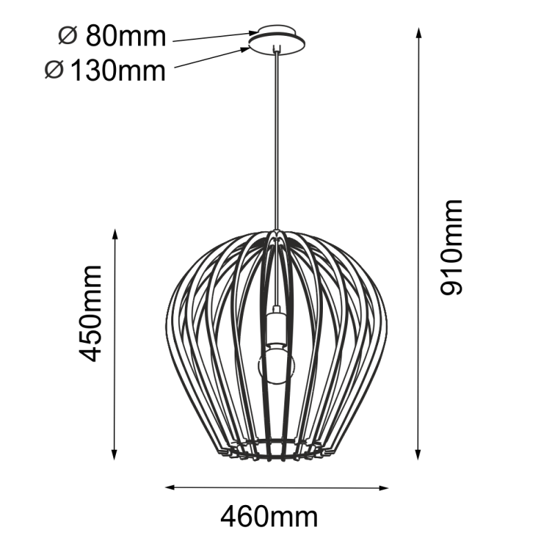 Lampa wisząca Bala - Czarna sklejka (460 mm) 5019 Antigo Lampa wisząca Bala - Czarna sklejka (460 mm) 5019 Antigo