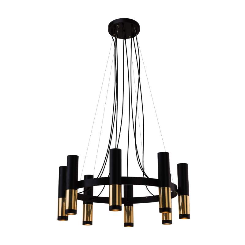 Lampa wisząca Kavos 8 - Mosiądz polerowany-czarna (730 mm) 8372 Antigo Lampa wisząca Kavos 8 - Mosiądz polerowany-czarna (730 mm) 8372 Antigo