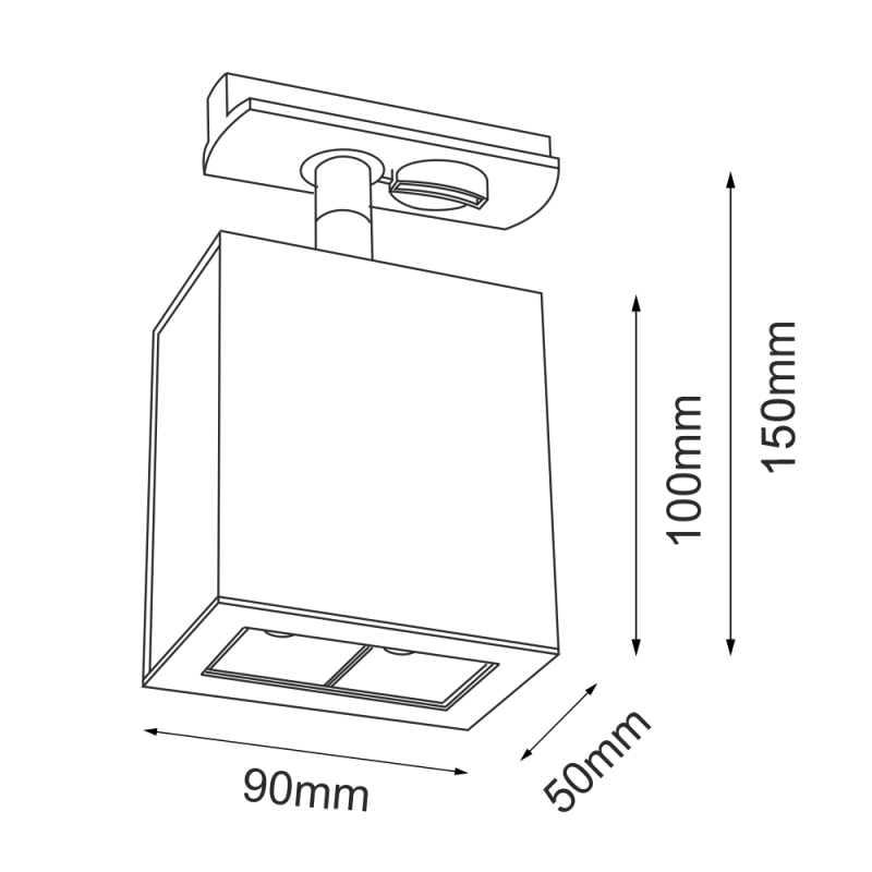 Spot A - Glare track 2 - Czarny - Szynoprzewód 1F 230V 3000K 6318 Antigo