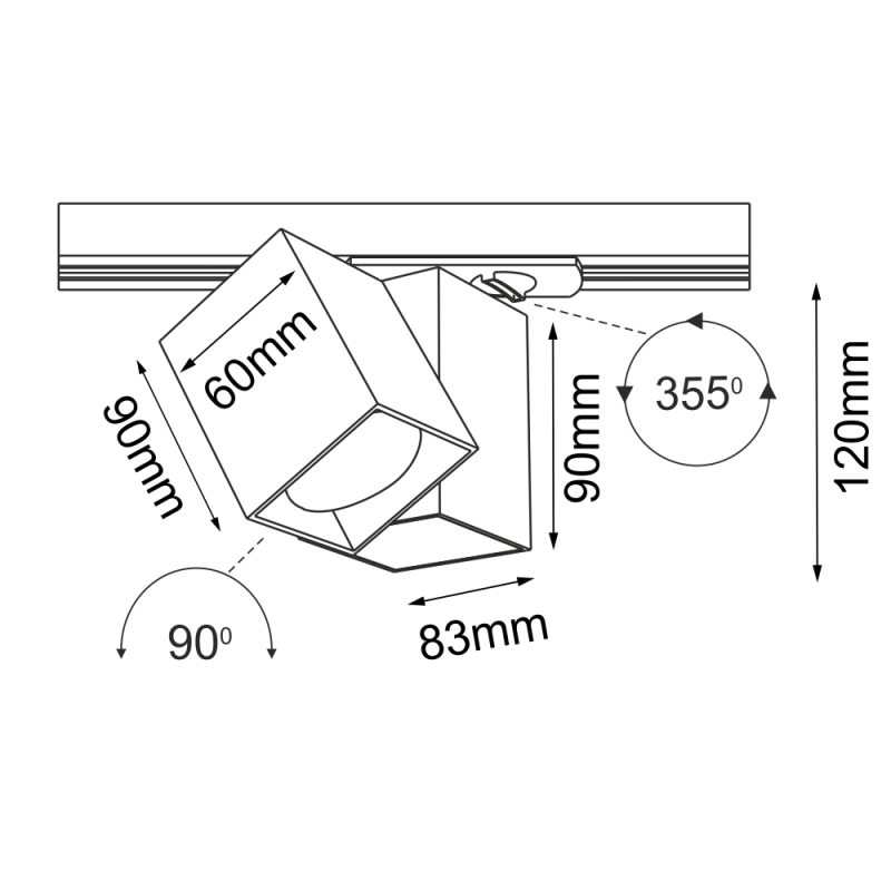 Spot Cube track 1 - Biały - Szynoprzewód 1F 230V 6261 Antigo