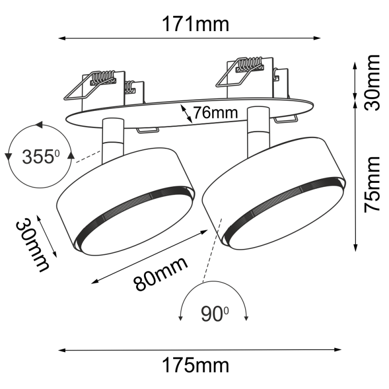 Lampa wpuszczana Drop in 2 - Czarna 3261 Antigo Lampa wpuszczana Drop in 2 - Czarna 3261 Antigo