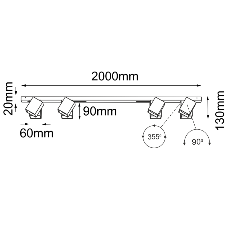 Lampa modułowa Cube Line move 4 - Biała (2000 mm) 1010 Antigo