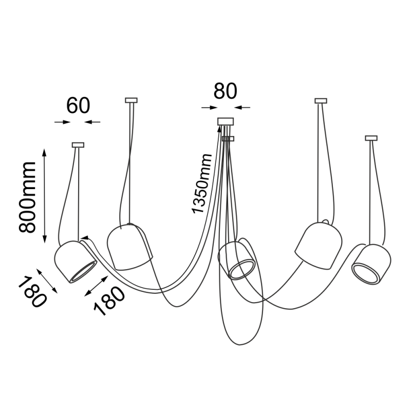 Lampa wisząca DOBO 5 - Czarna 9038 Antigo Lampa wisząca DOBO 5 - Czarna 9038 Antigo