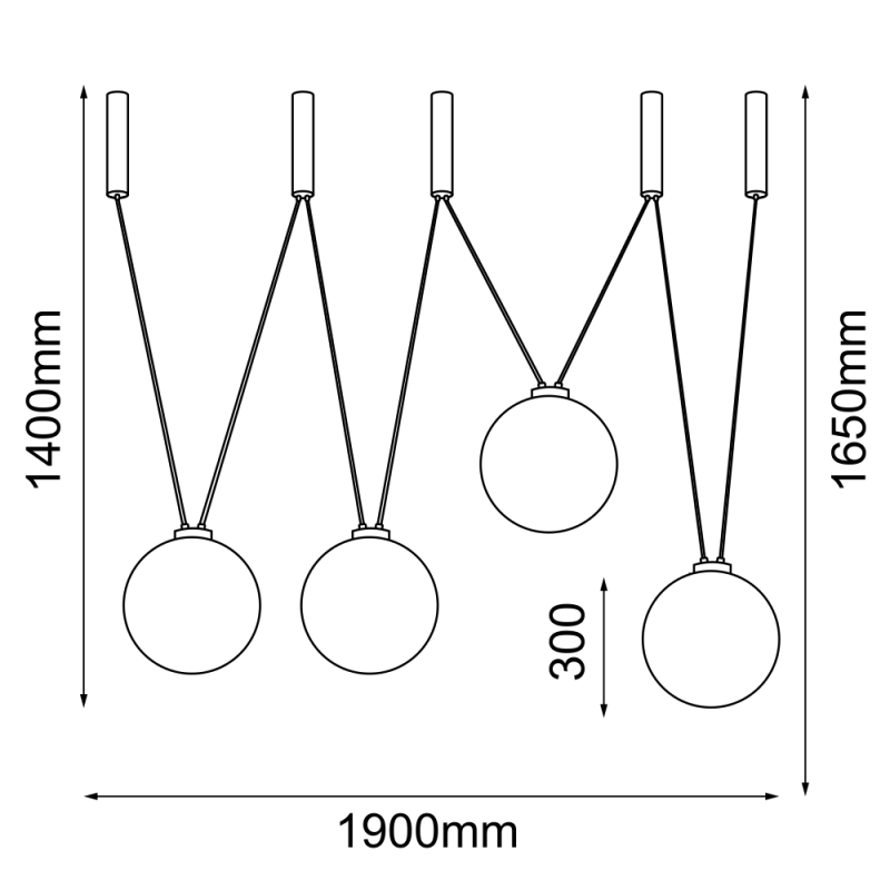 Lampa wisząca iO 4 - Czarna (1900 mm) 9146 Antigo