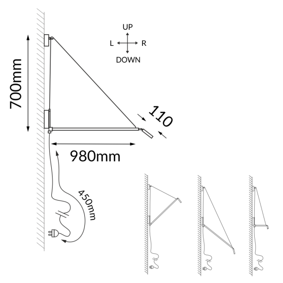 Kinkiet nurh - Czarny (700 mm) 9019 Antigo