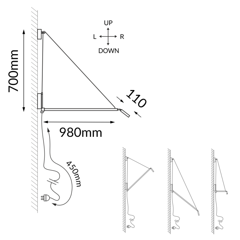 Kinkiet nurh - Czarny (700 mm) 9019 Antigo