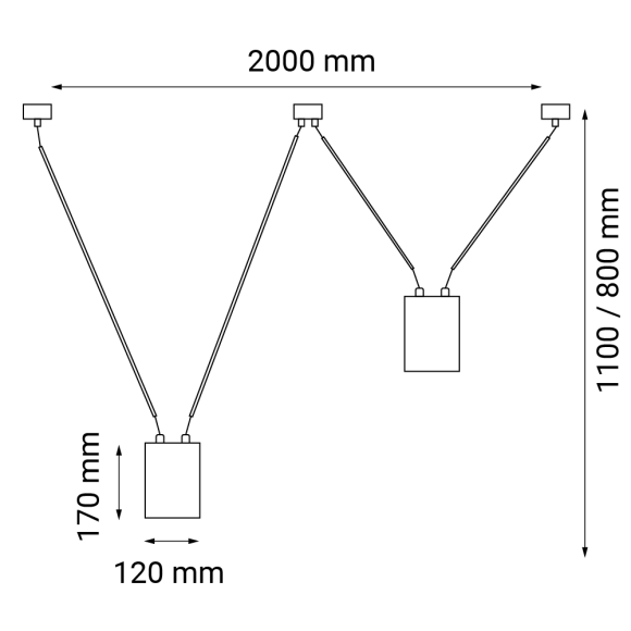 Lampa wisząca VIWIN 2 - Czarna (2000 mm) 9021 Antigo