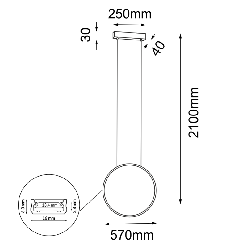 Lampa wisząca Agaro 57 - Czarna (570 mm) 4000K 5302 Antigo Lampa wisząca Agaro 57 - Czarna (570 mm) 4000K 5302 Antigo