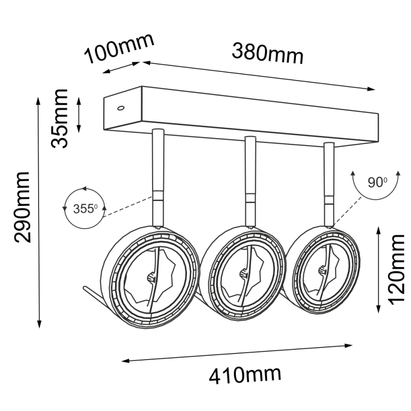 Reflektor Fussa 3 - Czarny 2220 Antigo Reflektor Fussa 3 - Czarny 2220 Antigo