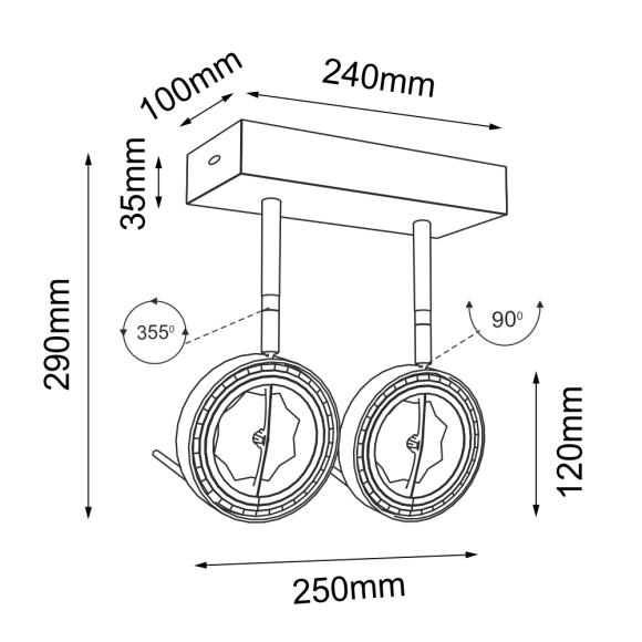 Reflektor Fussa 2 - Biały 7228 Antigo Reflektor Fussa 2 - Biały 7228 Antigo