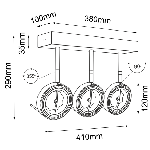 Reflektor Fussa 3 - Biały 7231 Antigo Reflektor Fussa 3 - Biały 7231 Antigo