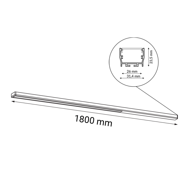 Plafon Hiate Line - Czarny (1800 mm) 4000K 1818 Antigo Plafon Hiate Line - Czarny (1800 mm) 4000K 1818 Antigo
