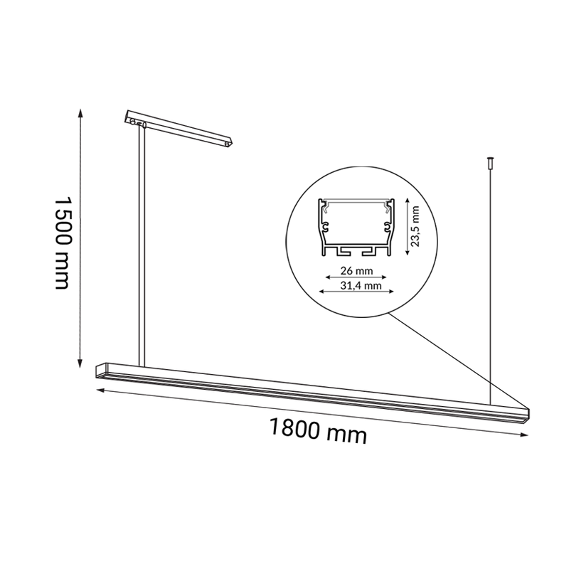Lampa wisząca Hiate Line - Biała (1800 mm) 3000K 1857 Antigo Lampa wisząca Hiate Line - Biała (1800 mm) 3000K 1857 Antigo