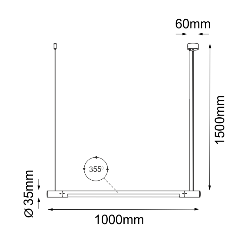 Lampa wisząca Ibara Z - Czarna (1000 mm) 5053 Antigo