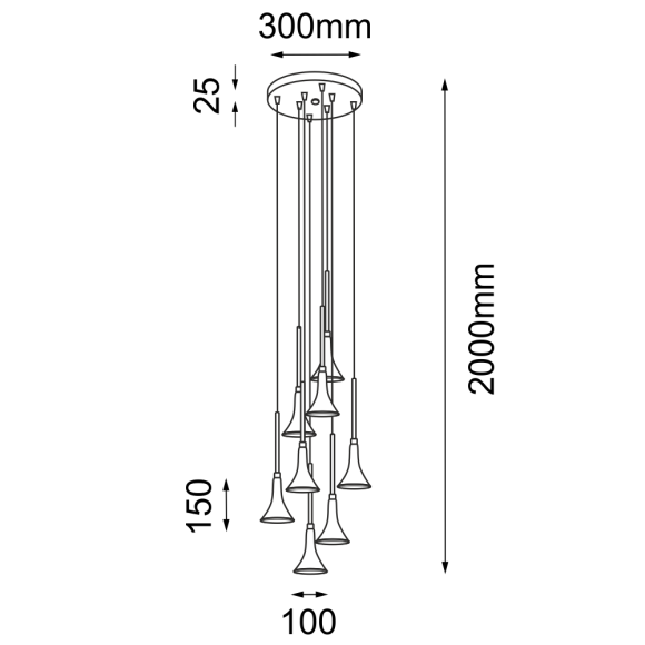 Lampa wisząca Kanzaki 8 - Czarna (300 mm) 4000K 8533 Antigo Lampa wisząca Kanzaki 8 - Czarna (300 mm) 4000K 8533 Antigo