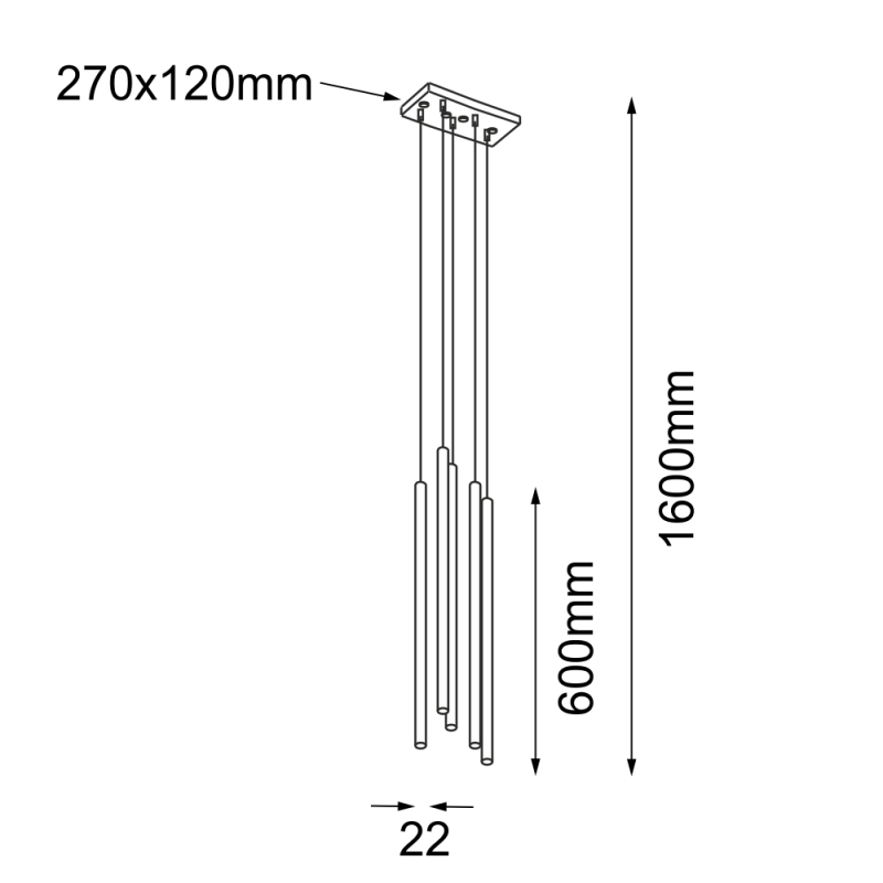 Lampa wisząca Kosame 5 - Czarna (600 mm) 7848 Antigo Lampa wisząca Kosame 5 - Czarna (600 mm) 7848 Antigo