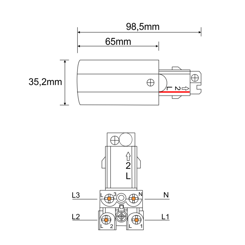Zasilanie lewe do szynoprzewodu 3F 230V - Czarne 8105 Antigo Zasilanie lewe do szynoprzewodu 3F 230V - Czarne 8105 Antigo