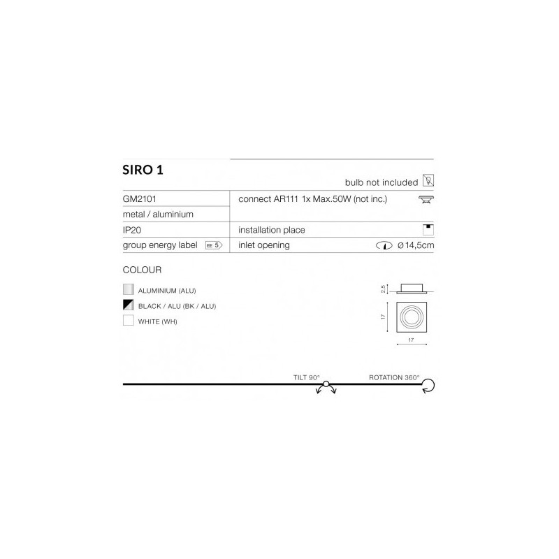 Lampa Siro 1 Bk/Bk Wpust AZ2805 | Azzardo
