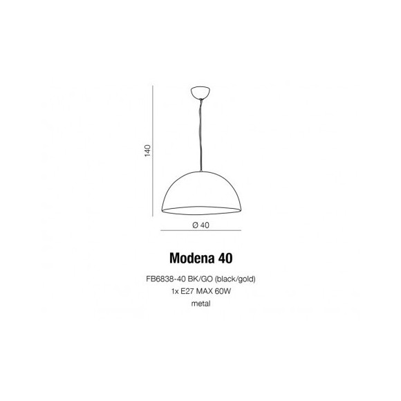 Lampa Modena 40 Black/Gold AZ1394 | Azzardo