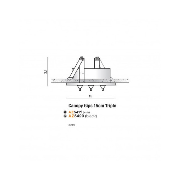 Lampa Canopy Gips 15Cm Triple Wh AZ5419 | Azzardo
