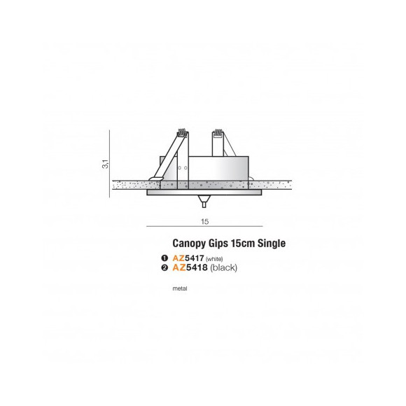 Lampa Canopy Gips 15Cm Single Wh AZ5417 | Azzardo