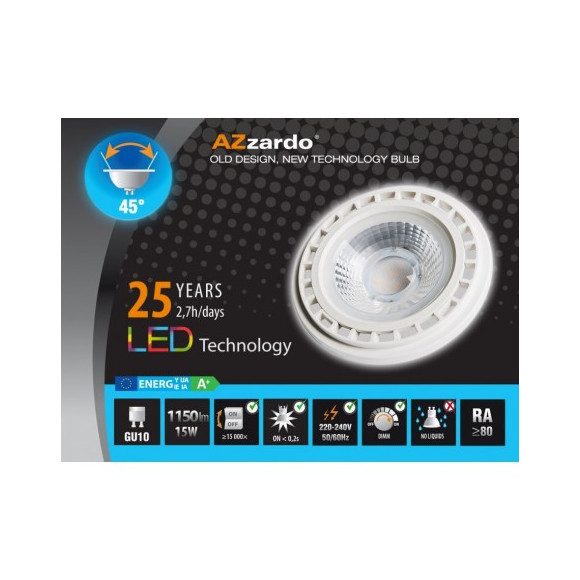 Lampa Azzardo Led 15W Es111 Wh Dimm 3000 Ll110152 | Azzardo