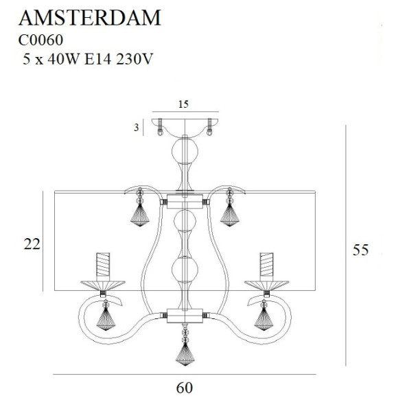 MAXLIGHT C0060 PLAFON AMSTERDAM 60 cm
