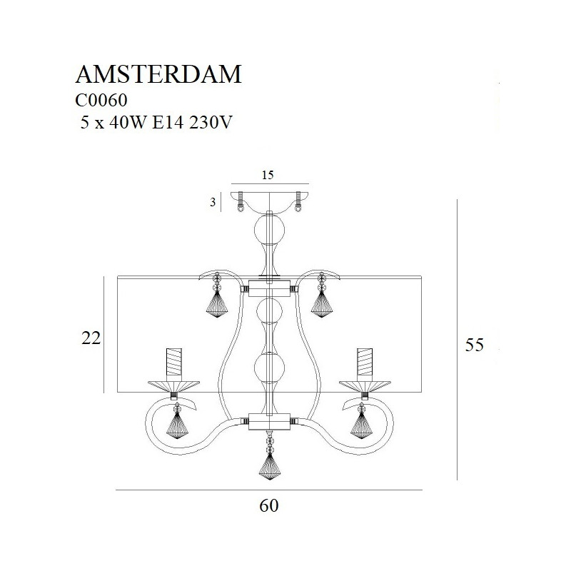 MAXLIGHT C0060 PLAFON AMSTERDAM 60 cm