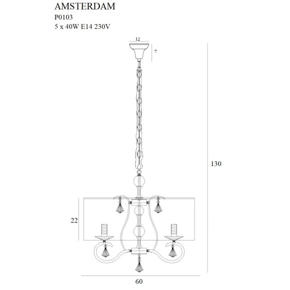 MAXLIGHT P0103 LAMPA WISZĄCA AMSTERDAM 60 cm