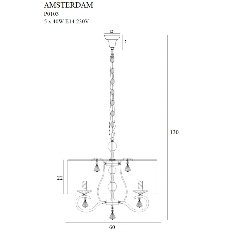MAXLIGHT P0103 LAMPA WISZĄCA AMSTERDAM 60 cm