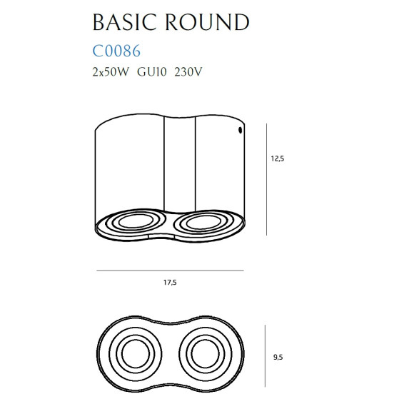 MAXLIGHT C0086 LAMPA SUFITOWA BASIC ROUND CZARNA PODWÓJNA