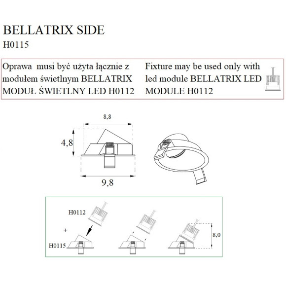 MAXLIGHT H0115 OPRAWA WPUSTOWA BELLATRIX SIDE BIAŁA - BEZ MODUŁU ŚWIETLNEGO LED H0112 MAXLIGHT H0115 OPRAWA WPUSTOWA BELLATRIX SIDE BIAŁA - BEZ MODUŁU ŚWIETLNEGO LED H0112