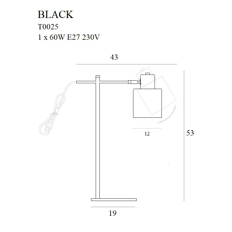 MAXLIGHT T0025 LAMPA BIURKOWA BLACK