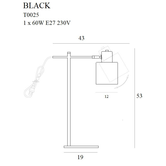 MAXLIGHT T0025 LAMPA BIURKOWA BLACK