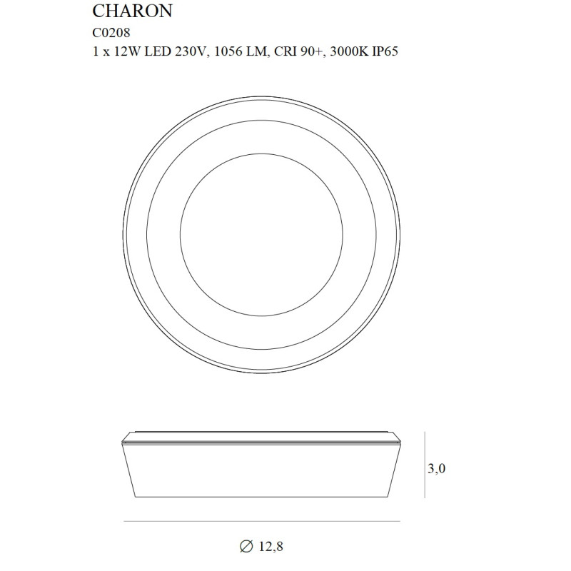 MAXLIGHT C0208 LAMPA SUFITOWA CHARON CZARNY IP65