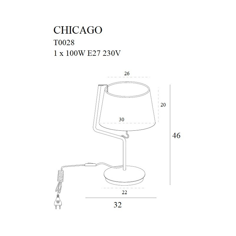MAXLIGHT T0028 LAMPA STOŁOWA CHICAGO BIAŁA + BIAŁY ABAŻUR