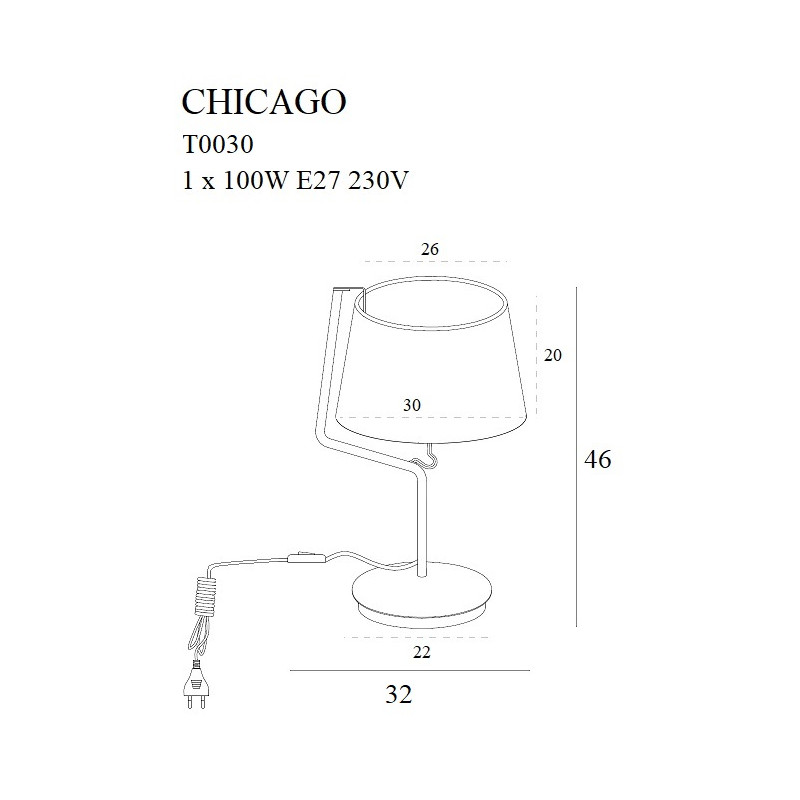 MAXLIGHT T0030 LAMPA STOŁOWA CHICAGO CHROM + BIAŁY  ABAŻUR
