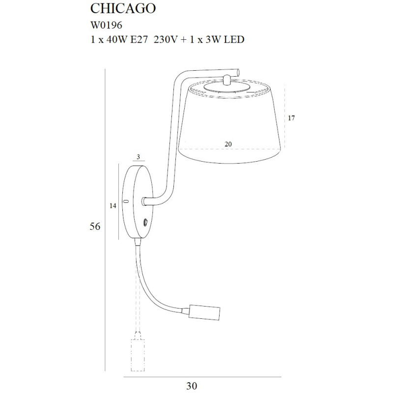 MAXLIGHT W0196 KINKIET CHICAGO LED BIAŁY + BIAŁY ABAŻUR