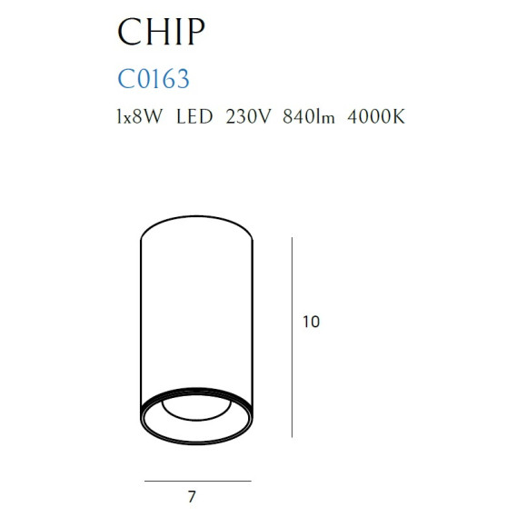 MAXLIGHT C0163 LAMPA SUFITOWA CHIP CZARNY 4000K 8W