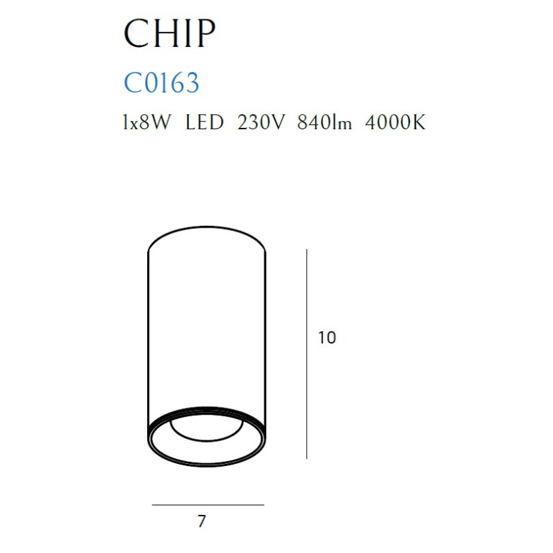 MAXLIGHT C0163 LAMPA SUFITOWA CHIP CZARNY 4000K 8W
