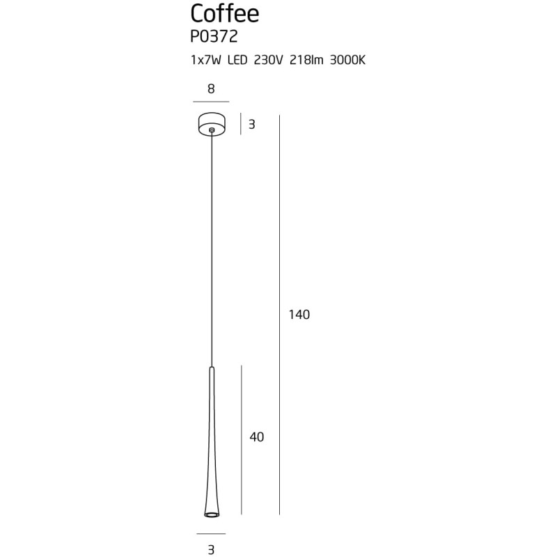 MAXLIGHT P0372 LAMPA WISZĄCA COFFEE BLACK MAŁA