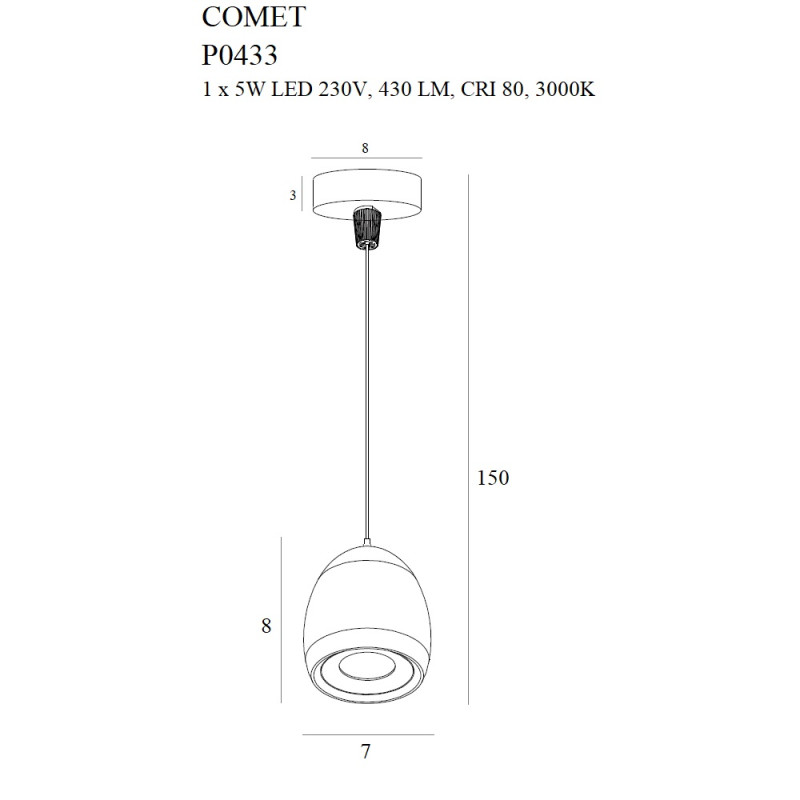 MAXLIGHT P0433 LAMPA WISZĄCA COMET ROUND