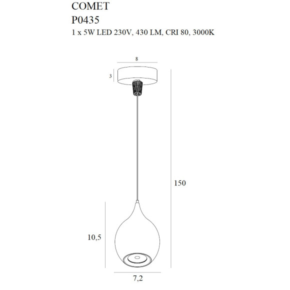 MAXLIGHT P0435 LAMPA WISZĄCA COMET DROP
