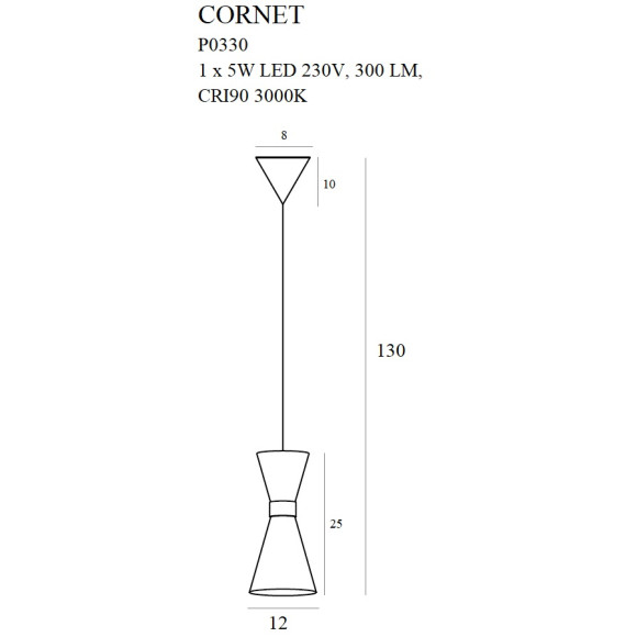 MAXLIGHT P0330 LAMPA WISZĄCA CORNET 1 LED