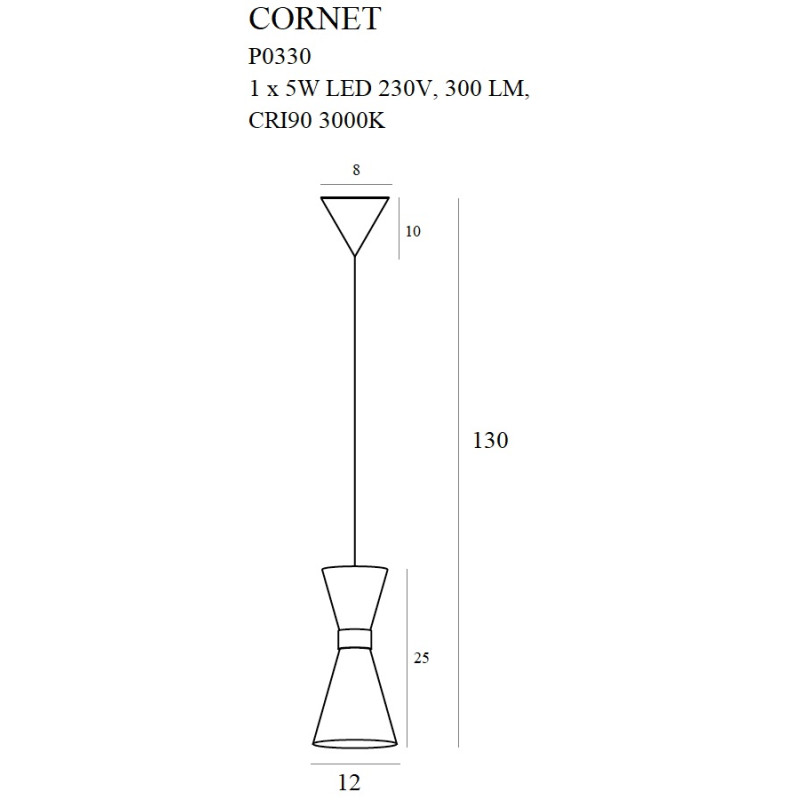 MAXLIGHT P0330 LAMPA WISZĄCA CORNET 1 LED