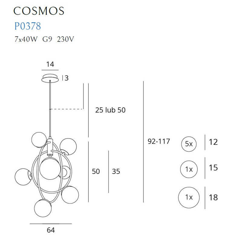 MAXLIGHT P0378 LAMPA WISZĄCA COSMOS